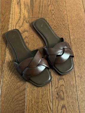 H&M Dark Brown Braided Slide Mules